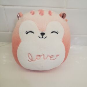 Squishmallows Official Kellytoy Lane The Pink Ombr Squirrel with Shiny Rose 5.5"